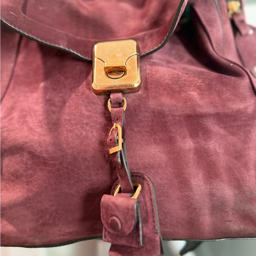 Chloe Burgundy Paraty suede Shoulder Bag - Picture 8 of 11